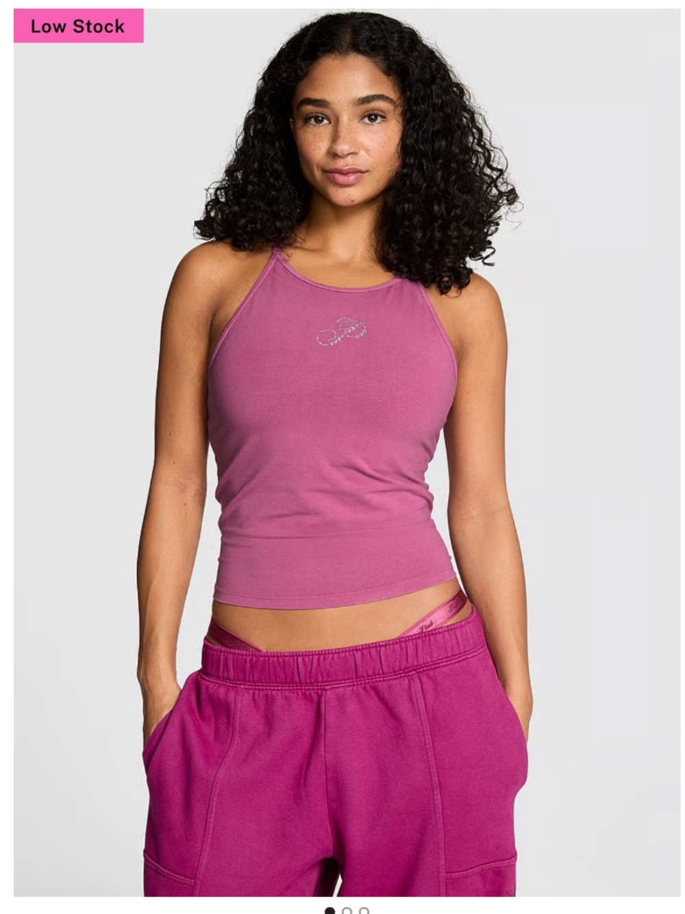 PINK Victoria's Secret Red Violet Ribbed Halter Tank
